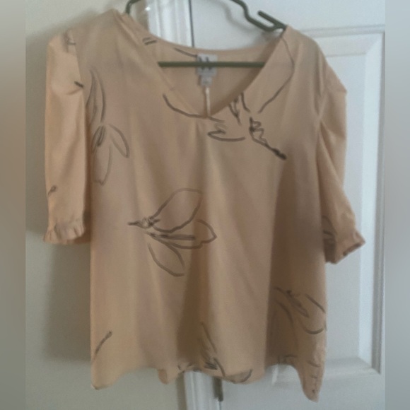 NWT tan and navy blouse Size Large by Worthington - Picture 1 of 6